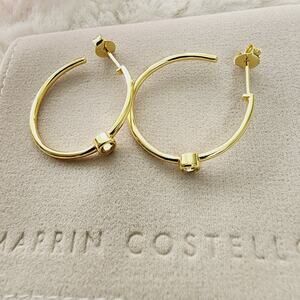 Marrin Costello Mystique Hoop Earrings 14k Gold Plated Sterling Silver Topaz NWT